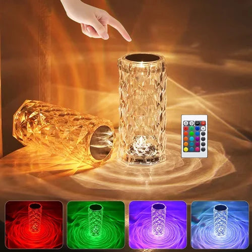 16 Colors Crystal Lamp With Remote | RGB Rose Diamond Table Lamp